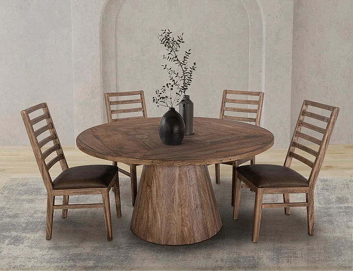 IFD Balam 5pc Round Dining Table Set in Brown