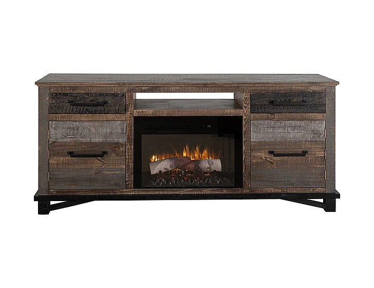 IFD Loft Brown 70" TV Stand w/ Fireplace IFD6441STNFP70