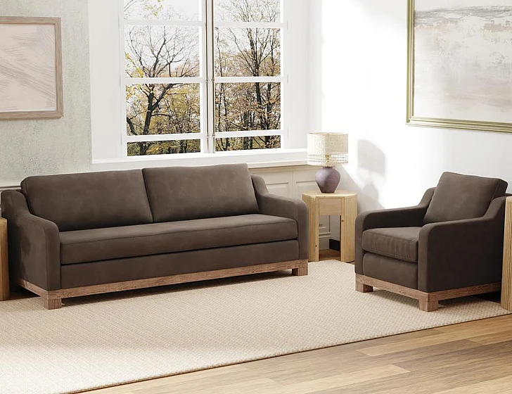 IFD Samba 2pc Sofa Living Room Set in Brown IUP298-231
