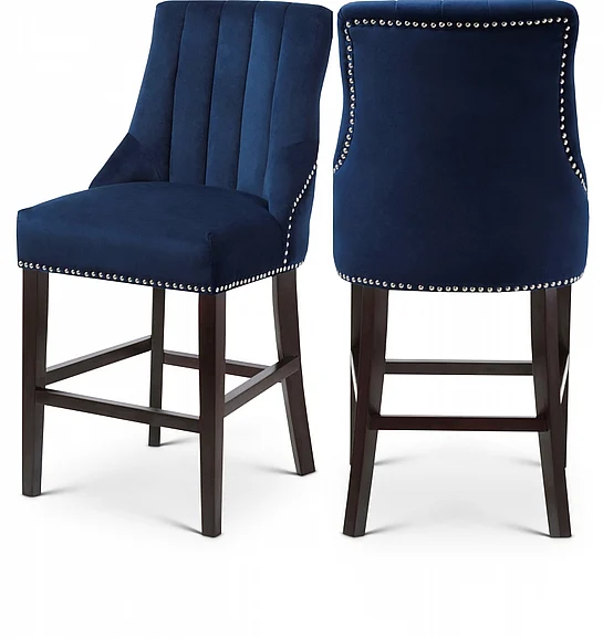 Meridian Oxford Velvet Counter Stool in Navy Velvet 722Navy-C