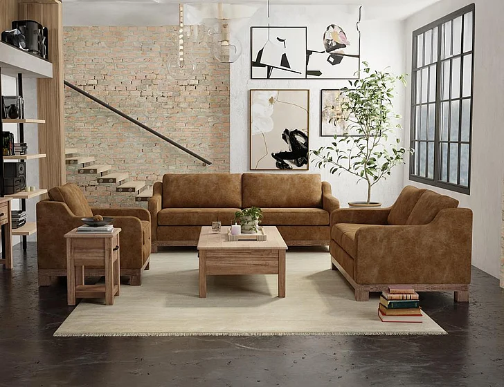 IFD Samba 2pc Sofa Living Room Set in Orange IUP298-202