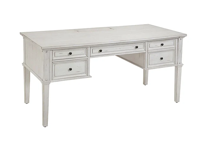 American Woodcrafters Sedona 60" Storage Desk with Power - Cobblestone White 2410-340