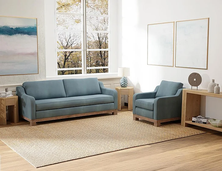 IFD Samba 2pc Sofa Living Room Set in Blue IUP298-233