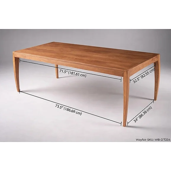 Leoni 78" Solid Wood Dining Table Light Walnut