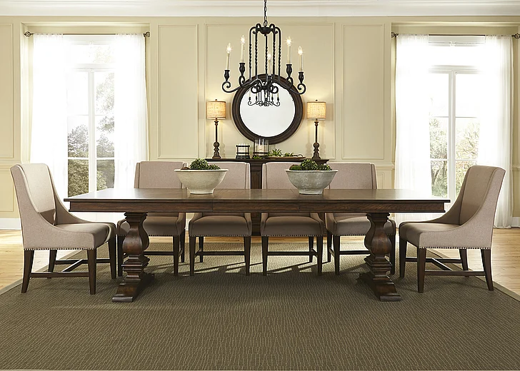 Liberty Furniture Armand 7pc Trestle Dining Set in Antique Brownstone