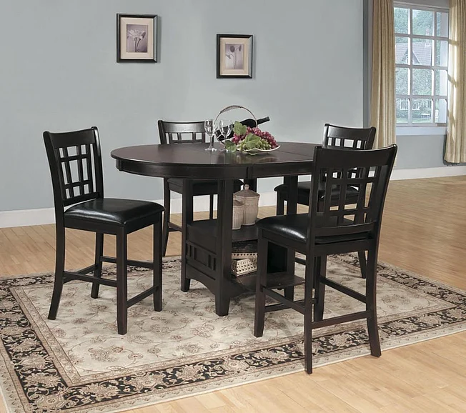 Homelegance Junipero 5pc Round/Oval Counter Height Dining Set in Dark Cherry