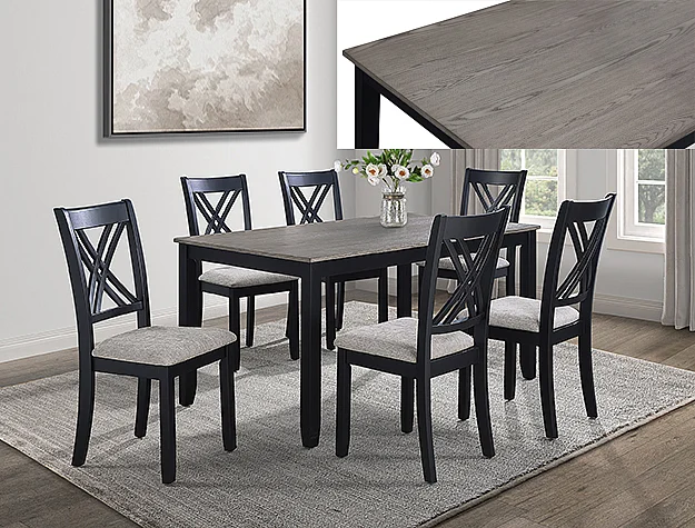 Crown Mark Eloise 7-Pc Dinette Set in Light Grey 2430SET-LG