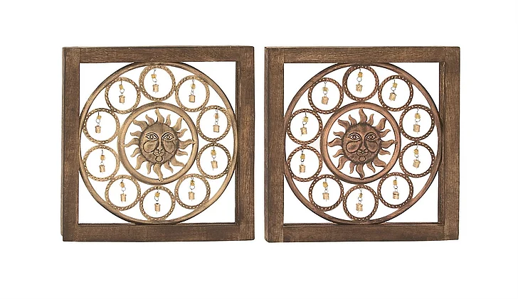 UMA Brown Iron Vintage Wall Decor, Assortment of 2 17" x 17" x 1" | 24312