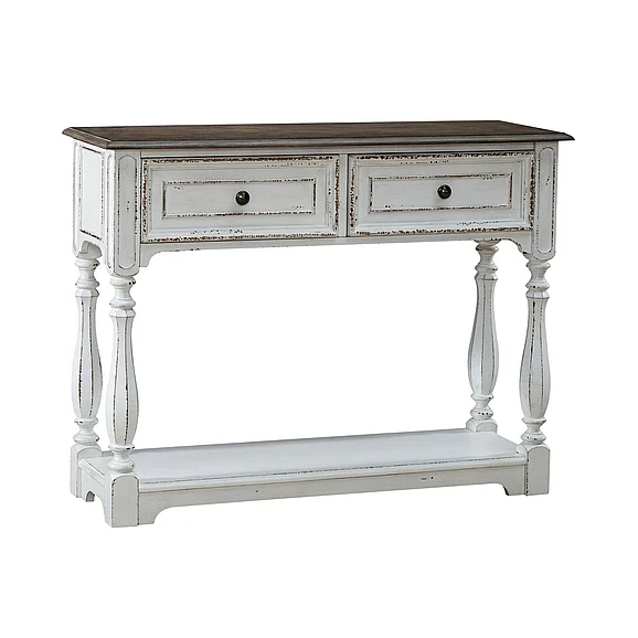 Liberty Furniture Magnolia Manor Hall Console in Antique White & Weathered Bark 244-AT2003 EST SHIP TIME APPX 4 WEEKS
