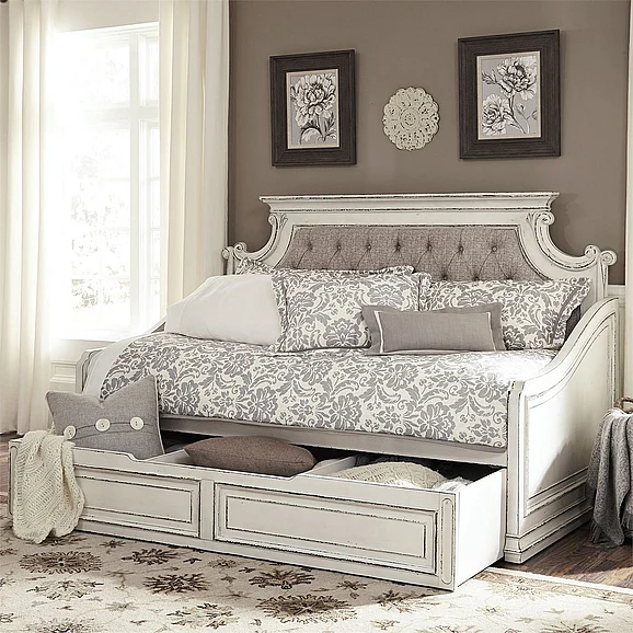Liberty Magnolia Manor Twin Trundle Daybed in Antique White 244-DAY-TTR