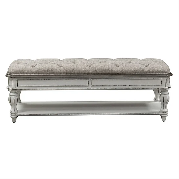 Liberty Magnolia Manor Bed Bench in Antique White 244-BR47