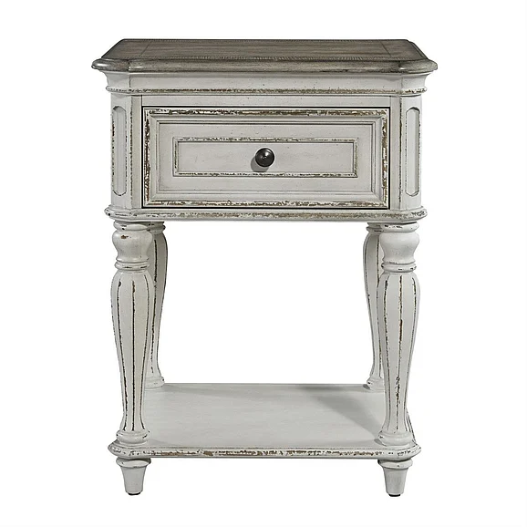 Liberty Magnolia Manor Leg Nightstand in Antique White 244-BR63