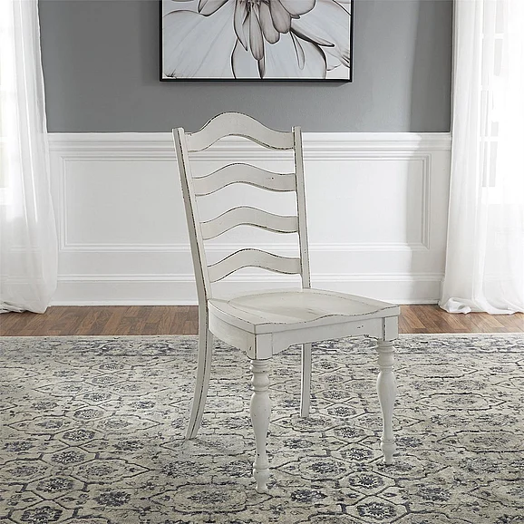 Liberty Furniture Magnolia Manor Ladder Back Side Chair in Antique White (Set of 2) 244-C2000S