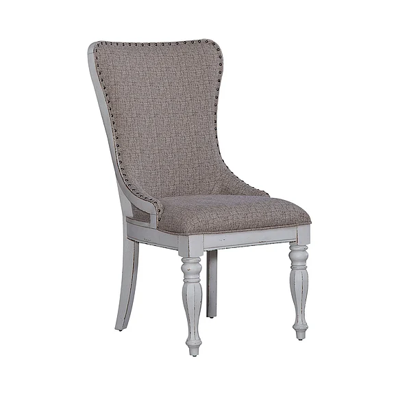 Liberty Furniture Magnolia Manor Uph Wing Back Side Chair (Set of 2) in Antique White/Weathered Bark 244-C6501S