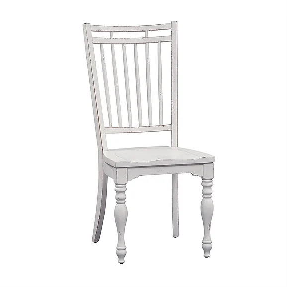 Liberty Furniture Magnolia Manor Spindle Back Side Chair (Set of 2) in Antique White 244-C4000S