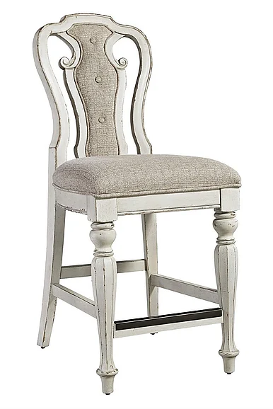 Liberty Furniture Magnolia Manor Upholstered Counter Height Chair in Antique White (Set of 2) 244-B650124