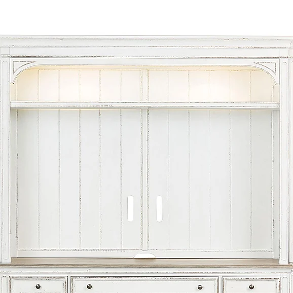Liberty Furniture Magnolia Manor Entertainment Hutch in Antique White 244-EC00