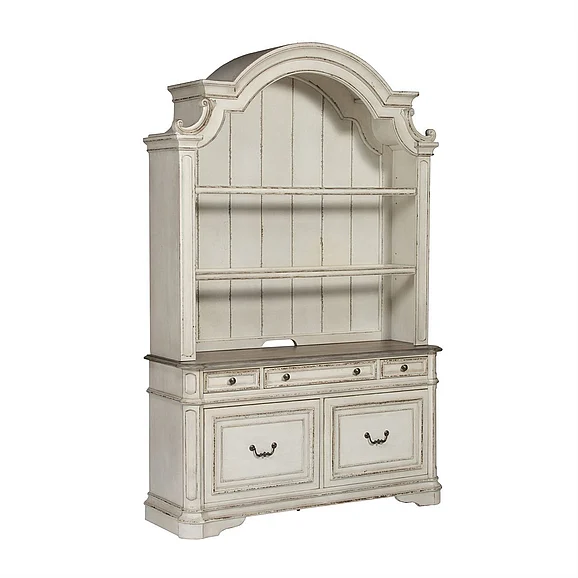 Liberty Magnolia Manor Credenza with Hutch in Antique White