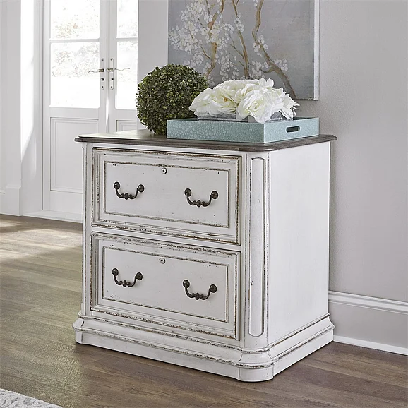 Liberty Magnolia Manor Jr Executive Media Lateral File in Antique White 244-HO146