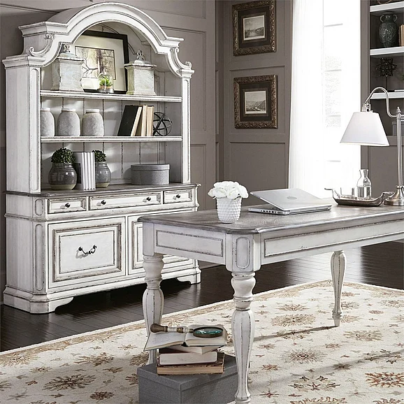 Liberty Magnolia Manor 3 Piece Desk & Hutch Set in Antique White 244-HOJ-3DH