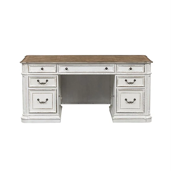 Liberty Magnolia Manor Jr Executive Desk in Antique White 244-HOJ-DSK