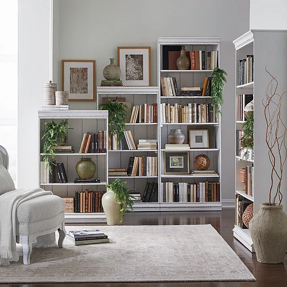 Liberty Magnolia Manor 4pc Stepped Bookcase Wall in Antique White 244-HOJ-SBW