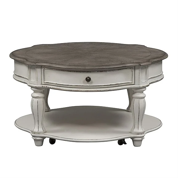Liberty Magnolia Manor Round Cocktail Table in Antique White 244-OT1011