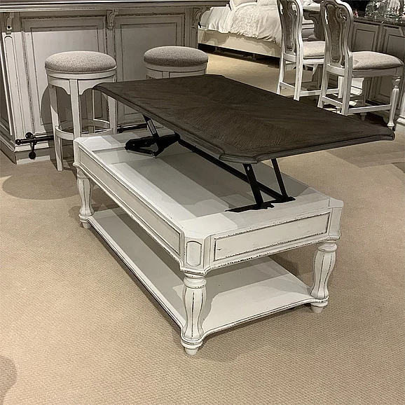Liberty Magnolia Manor Lift Top Cocktail Table in Antique White 244-OT1012