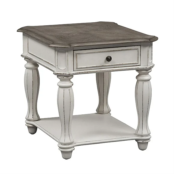 Liberty Magnolia Manor End Table in Antique White 244-OT1020