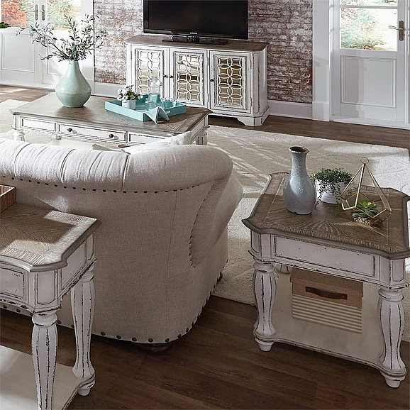 Liberty Magnolia Manor 3-Piece Rectangular Cocktail Table Set in Antique White
