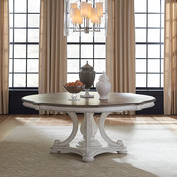 Liberty Furniture Magnolia Manor Round Pedestal Table in Antique White