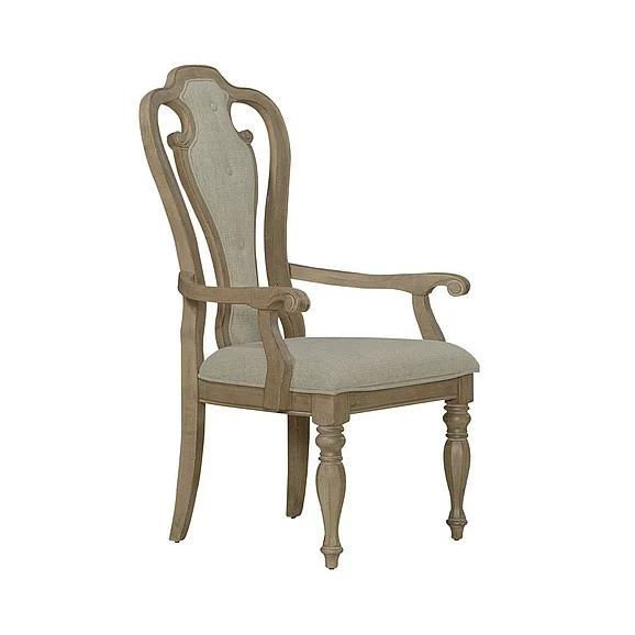 Liberty Furniture Magnolia Manor Splat Back Uph Arm Chair (RTA) in Weathered Bisque 244N-C2501A (Set of 2)