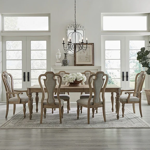 Liberty Furniture Magnolia Manor 7pc Dining Room Set in Weathered Bisque 244N-DR-O7RLS