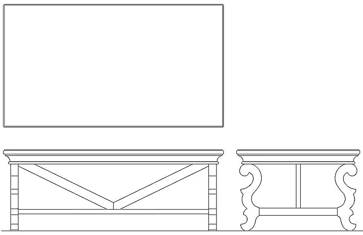 Kincaid Celeste Scroll Leg Rectangular Coffee Table in Fountain 586-912F