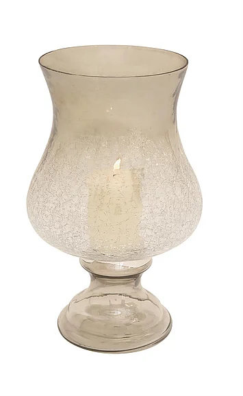 UMA Gold Glass Handmade Turned Style Pillar Room Hurricane Lamp with Smoked Glass Finish, 9" x 9" x 16" | 24671 CLOSEOUT