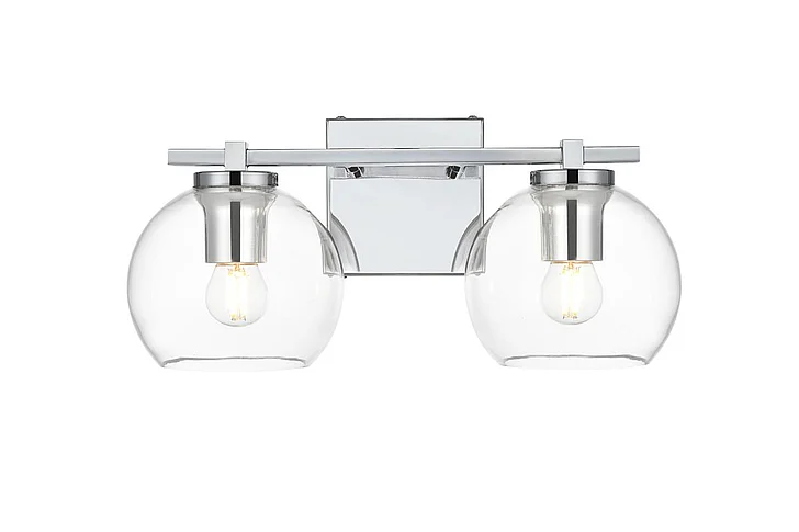 Elegant Juelz 2 Light Chrome and Clear Bath Sconce LD7311W15CH CLOSEOUT