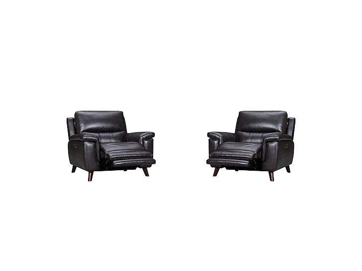 Armen Living Lizette Brown Leather Power Recliner with USB LCLZ1BR (Set of 2)