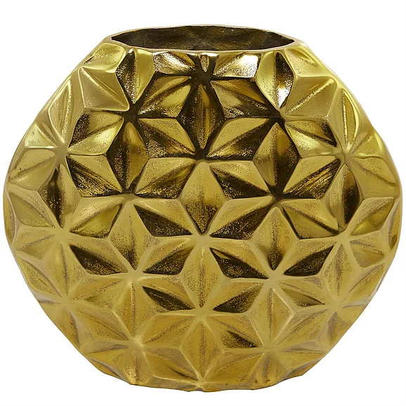 UMA Cosmopolitan Gold Aluminum Metal Geometric Faceted Decorative Vase in Gold 24791