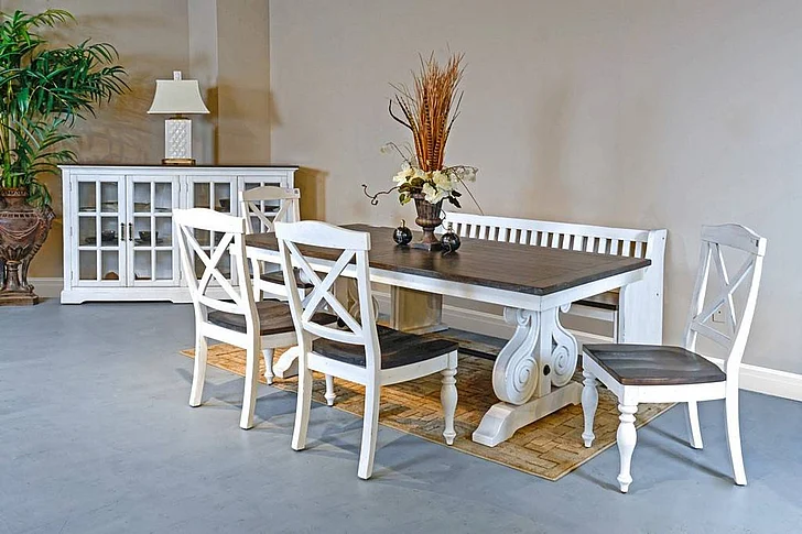 Sunny Designs Carriage House 6pcs Trestle Table Dining Room Set in European Cottage