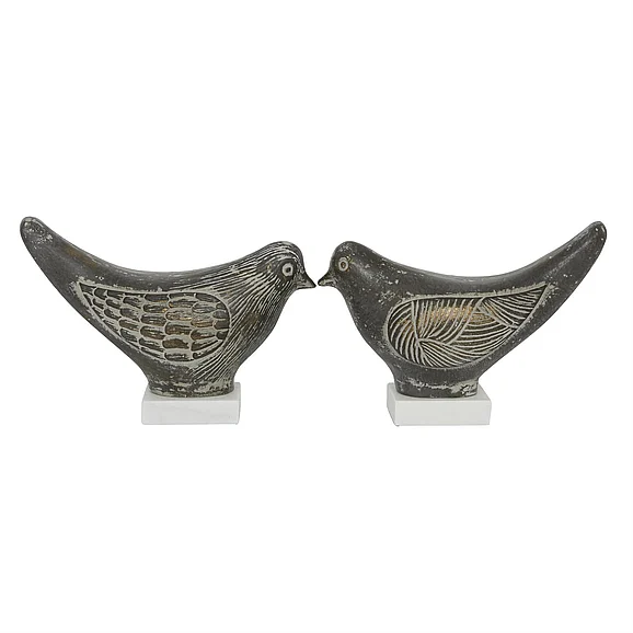 UMA Brown Ceramic Bird Decorative Sculpture, Set of 2 17, 18W | 24829 CLOSEOUT