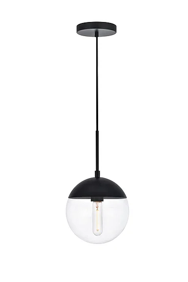 Elegant Eclipse 1 Light Black Pendant with Clear Glass LD6027BK