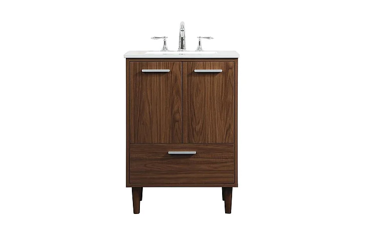 Elegant 24 In. Bathroom Vanity in Walnut VF47024MWT