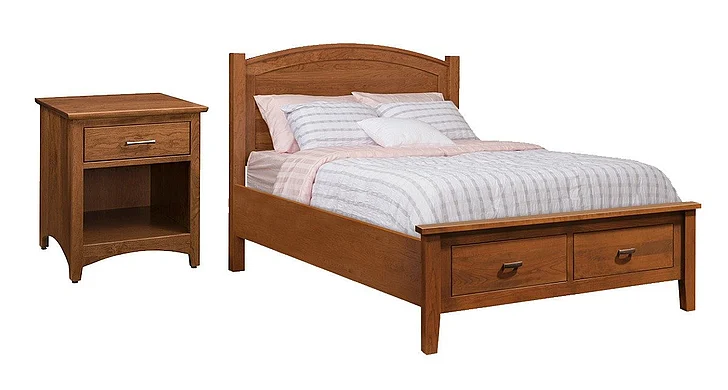 Troyer Ridge Barrington 2pc Bedroom Set w/Footboard Storage (2 Drawer) in Rustic Cherry