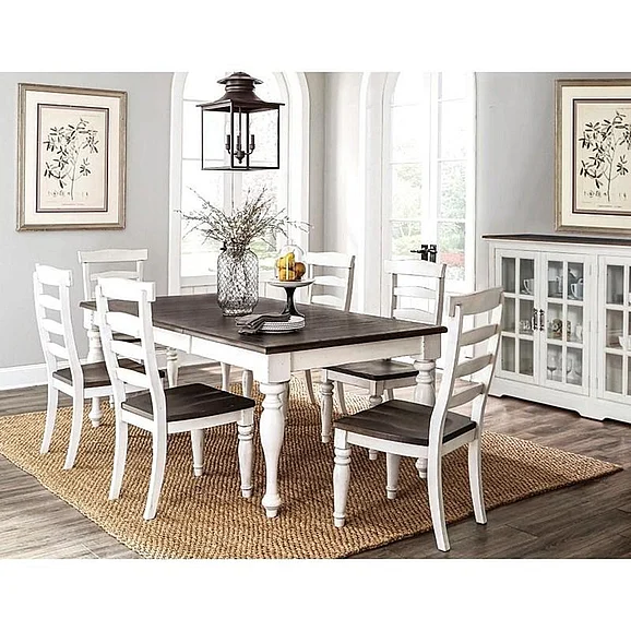 Sunny Designs Carriage House 7pcs Rectangular Extension Dining Room Set in European Cottage