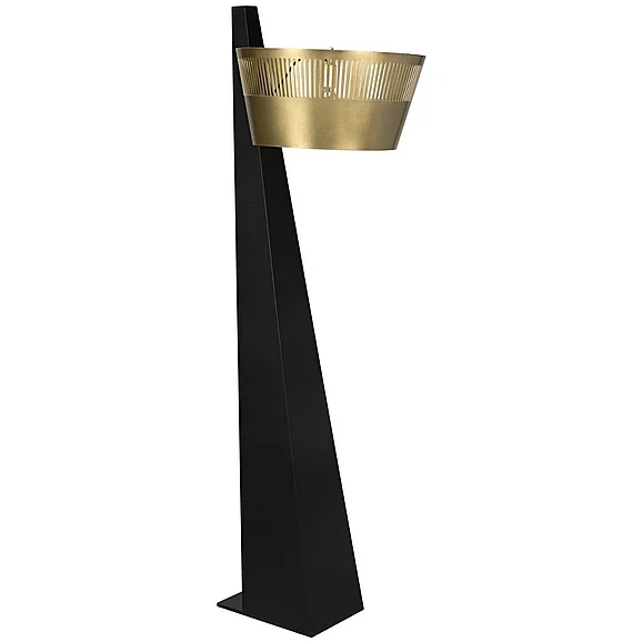 Noir Furniture Claudius Floor Lamp in Black of Brass Finished Steel LAMP759MB