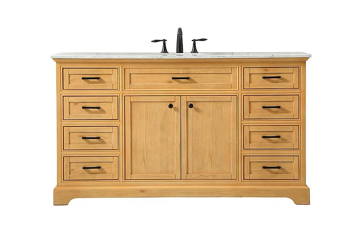 Elegant 60 In. Single Bathroom Vanity in Natural Wood VF15060NW