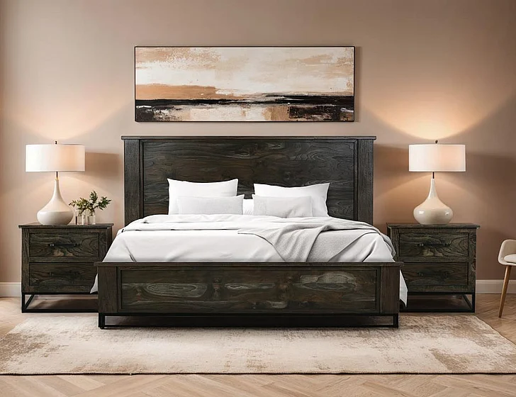 IFD Teak 2pc Bedroom Set in Dark