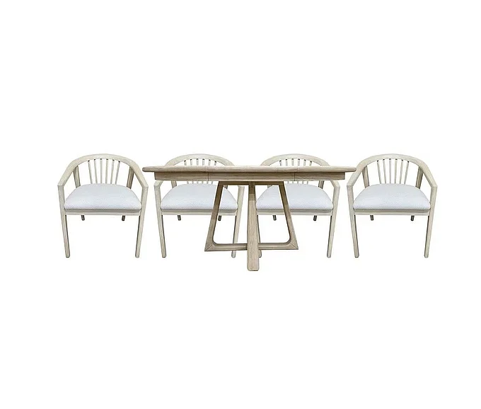 Riverside Carmella 5pc Round Dining Table Set in Pebble Oak