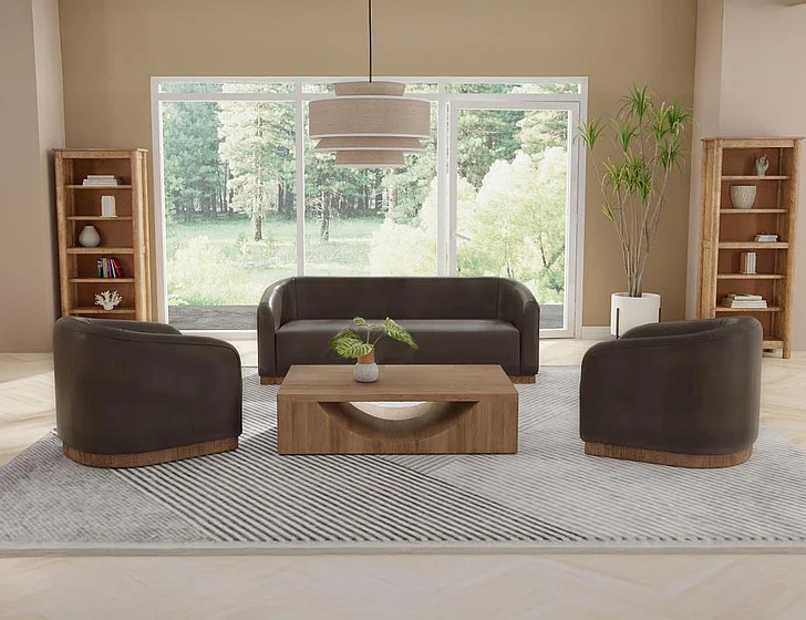 IFD Suomi 2pc Sofa Living Room Set in Brown IUP551-210