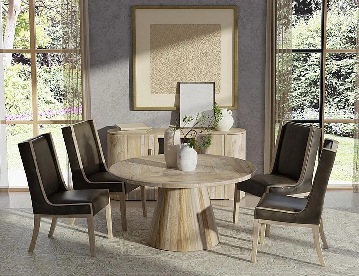 IFD Balam 5pc Round Dining Table Set in White